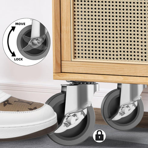 3 Inch Set 4, Caster Wheels, Casters of Heavy Duty Caster with Brake, Locking Castors with Rubber WheelPlate Swivel