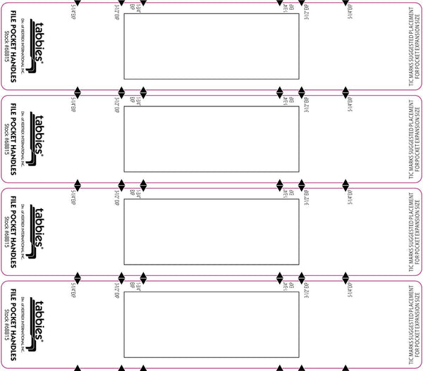 Tabbies File Pocket Handles, 9.63 X 2, White, 12 Sheets/Pack, 4/Sheet