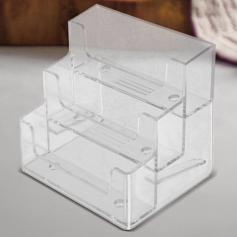 SEWACC Business Card Holder, Acrylic 3 Tier Organizer Box for Cards, Desk Organizers