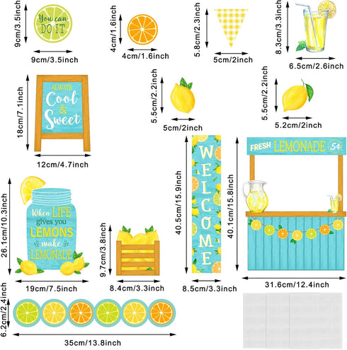 Whaline 62Pcs Summer Lemon Bulletin Board Decoration Kit Back to School Watercolor Lemon Classroom Decor Inspirational Stand Cutouts with Glue Points for Classroom School Office Home Wall Decoration by Whaline