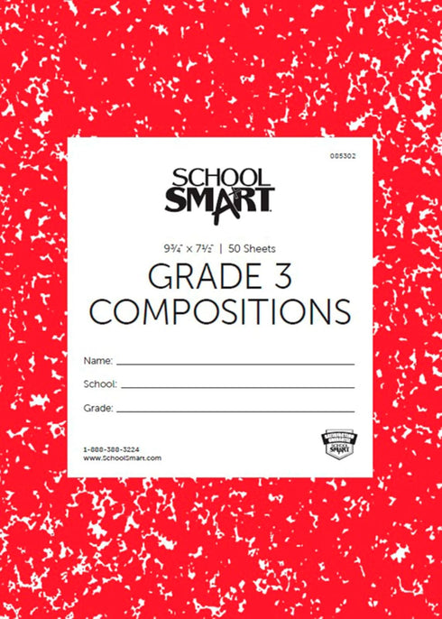 School Smart Skip-A-Line Composition Books, Grade 3, 50 Sheets, Red