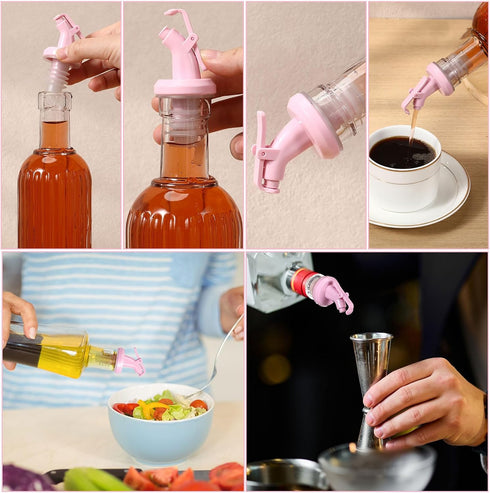 Mysora 12 Pack 19-20 mm Liquor Pour Spout Pink Bottle Pourers for Bottle Mouth, Pink Plastic Wine Pour Spouts Reusable
