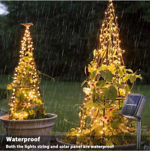 39ft Solar String Light, Outdoor Waterproof Silver Wire Twinkle Fairy Light Warm White for Patio
