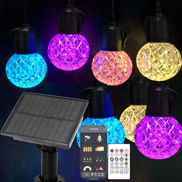 Lemontec Solar Led Smart String Lights, 25 LED RGBW Bulbs Color Changing Patio