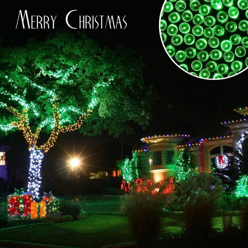 98.4ft 300 8 Solar Christmas Lights Outdoor, LED Solar Fairy String Lights Modes Waterproof Xmas Lights for Garden