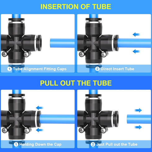 TAILONZ PNEUMATIC 3/8 Inch OD Straight Push Fittings Plastic Quick Release Connectors PZA-3/8 (Pack of 5)