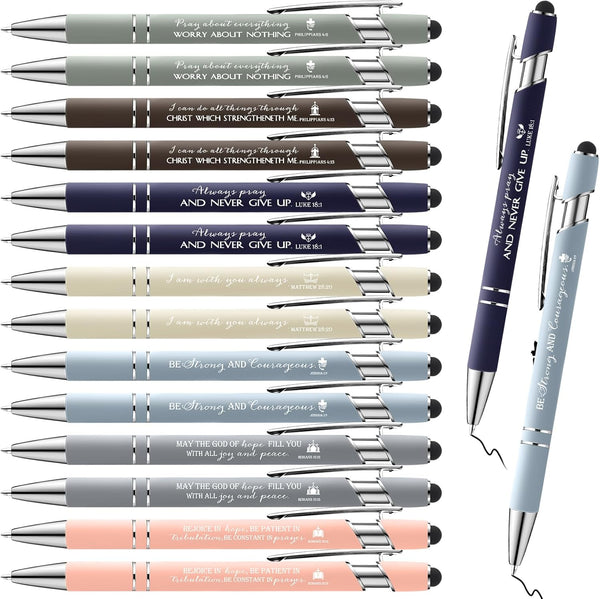 Fumete 42 Pcs Bible Verse Ballpoint Pens, Christian Stylus Pens with Inspirational Quotes, Bible Verse Pens Bulk Gift