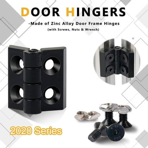 KOOTANS 2 Sets Door Handle and Frame Hinges Install Kit for 20x20 Aluminum Extrusion Profile Slot
