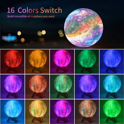 16 5.9 inch GDPETS Moon Lamp Kids Night Light Galaxy Lamp - Colors Moon Light with Wood Stand Remote & Touch Control