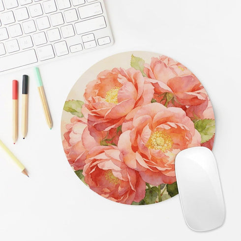 FekiLoot Salmon Pink Flowers Mouse Pads with Non-Slip Rubber Base Personalized Computer Mouse Mats Fashion Round