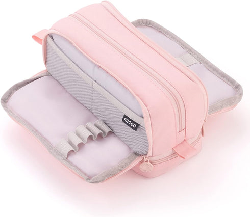 CICIMELON Large Capacity Pen Pencil Case with 4 Compartments, Aesthetic Organizer for Teen Girls (Pink)