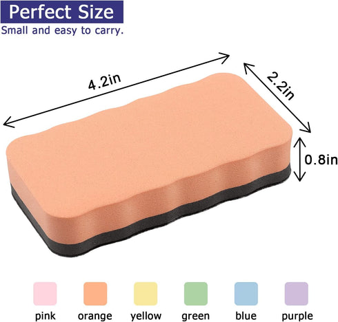 Magnetic Whiteboard Eraser, 6 Pack Dry Erasers for Kids Classroom, Pastel Wavy Colors