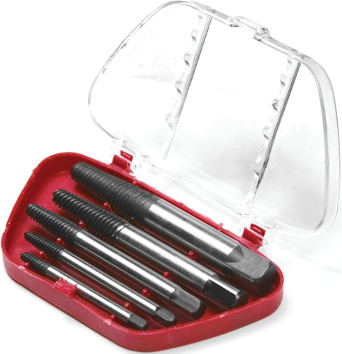 Screw Extractor Set, Removes Damaged Screws, Broken Studs, Set Screws and Pipe Fittings - Performance Tool W2965