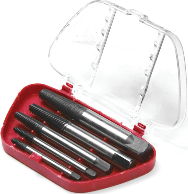 Screw Extractor Set, Removes Damaged Screws, Broken Studs, Set Screws and Pipe Fittings - Performance Tool W2965