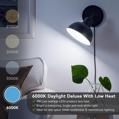 A19 LED Light Bulbs, 60 Watt Equivalent, 6000K Cool White, 850LM, Non-Dimmable, E26 Base, 4-Pack