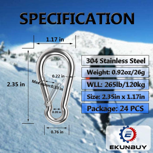 Spring Snap Hooks, 304 Stainless Steel Heavy Duty Clip for Rope Connector, Small Snap Clamp for Outdoor Travel