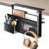 Litwaro Desk Side Storage Organizer, Under Desk Laptop Holder Clamp on Shelf, No Drill Laptop Desk Mount with Magnetic