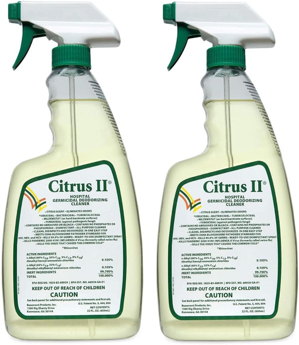 Citrus II Hospital Germicidal Deodorizing Cleaner - Fresh Citrus Scent - Disinfecting Spray- for
