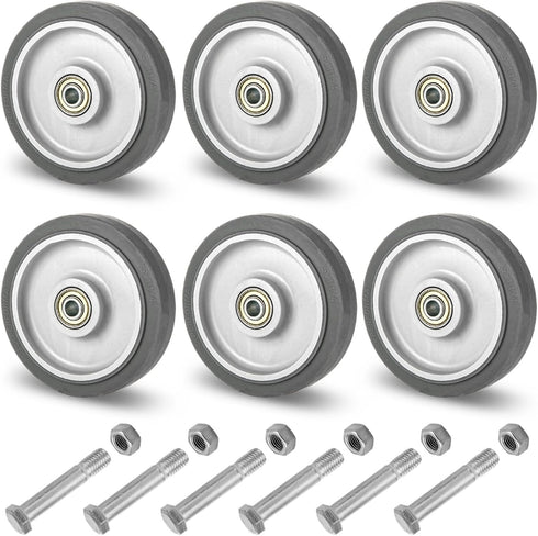 STARVAST 6PCS Shopping Cart Replacement Wheels Kit, 5-inch Diameter Wheels with Axles Bolt,