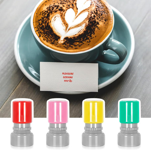Philbinden 4 Pack Pleasure Serving You Stamp-Self-Inking Stamps for for Checks, Server Stamps, and Stationery Stamps