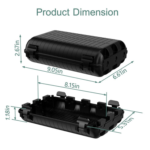 Outdoor Extension Cord Box - Large Waterproof Electrical Cord Box for Power Strip, Holiday Lights, Black