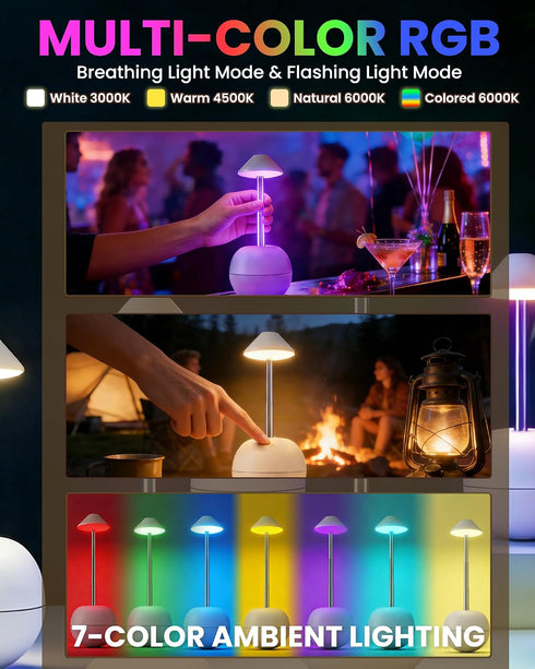 Dimmable Small Touch Lamp with Remote, Tumbler Design Cordless Table Lamp, USB Rechargeable Bedside Night Light