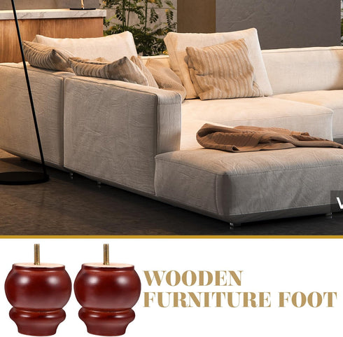 2pcs 8cm Cabilock Solid Wooden Furniture Legs Sofa Feet Cabinet Chair Feet Screw-on Replacement for Living Room Tables