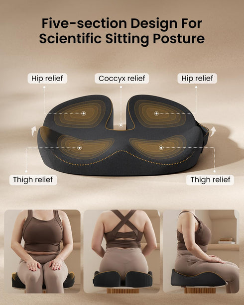 Tailbone ProtoArc Extra Large Seat Cushion for Pain Relief, Seat Cushions for Office Chairs, Extra Cover, Ergonomic