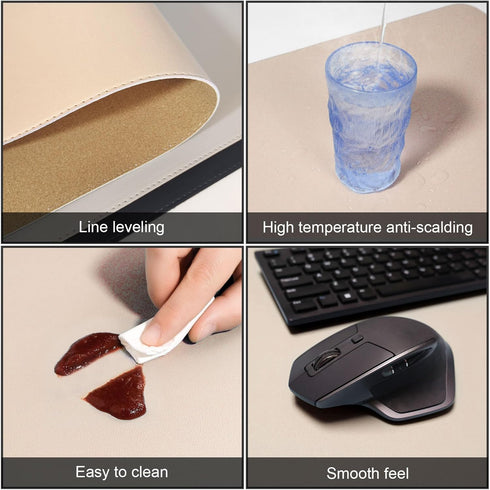 Pad,47.2''x15.8'',Cork DAWNTREES Dual Sided Desk Mat,Leather Desk Desk Mat Protector,with PU Leather Valet Tray