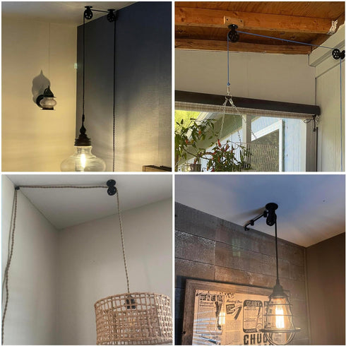 ITROLLE 1 Set 50mm Black Pendant Light Pulley with Cable Clamp and Screws Wall and Ceiling Mounting Hardware Lighting