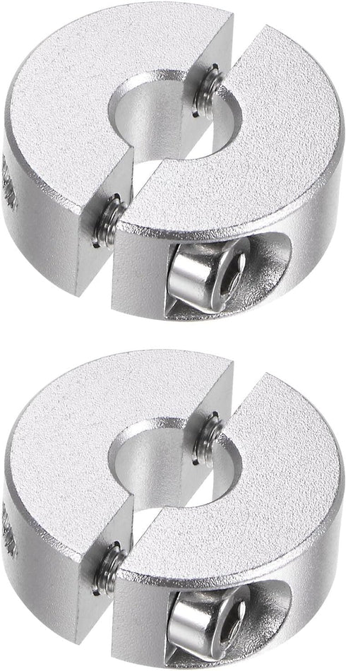 HARFINGTON 2pcs Double Split Shaft Collar for 8mm Shaft, Set Screw Clamp-On Collars for Machine Tools and Industry