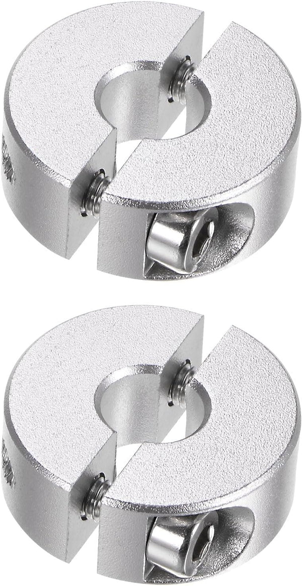 HARFINGTON 2pcs Double Split Shaft Collar for 8mm Shaft, Set Screw Clamp-On Collars for Machine Tools and Industry