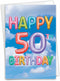 The Best Card Company 50th Happy Birthday Card with Envelope, 50 Year Old Congrats, Not Layered
