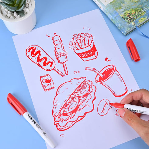 75 Count, Red Permanent Markers Bulk, Quick Drying and Fade Resistant, Fine Point Marker works on Paper, Plastic