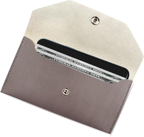 Reusable Cash Wallets for Women - Leather Cash Envelope Wallet for Budgeting, Cash Check Billing (Purple)