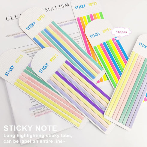Sticky Long Tabs 6 Sheet Highlighter Tape 960 Pcs Translucent Sticky Notes Tabs for Annotating Books Bible Study Supplies
