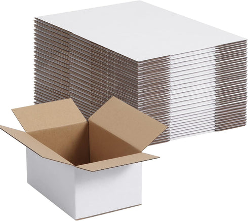 Shipping Boxes 6x4x3, Set of 40 White Corrugated Cardboard Boxes for Mailing Business Packaging