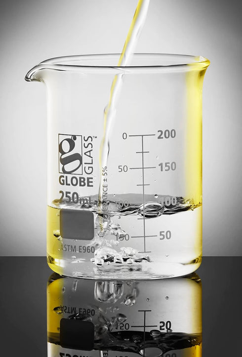 Globe Scientific 600mL Low Form Griffin Style Beaker, 3.3 Borosilicate Glass, 6/Box