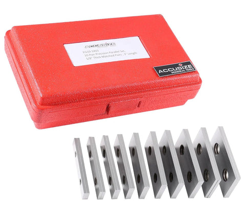 Accusize Industrial Tools 1/8'' Thickness Precision Parallel Sets, 10 Pairs, 3'' Length
