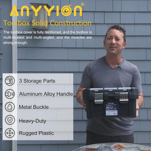 13 inch Toolbox, Size:12.9"Lx6.1"Wx5.9"H) Anyyion Small Tool Box with Removable Tray, Truly Strong and Durable