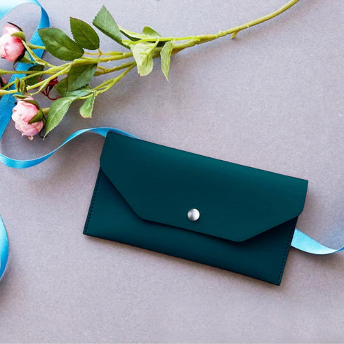 Cash Envelope Wallet, Dark Blue PU Leather with 4 PCS Cash Dividers and 2 Sheets Cash Envelope Tab Stickers
