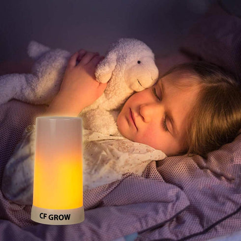 CFGROW Dimmable 4 LED Flame Effect Light, USB Rechargeable Outdoor Flame Table Lamp Waterproof Modes Lantern