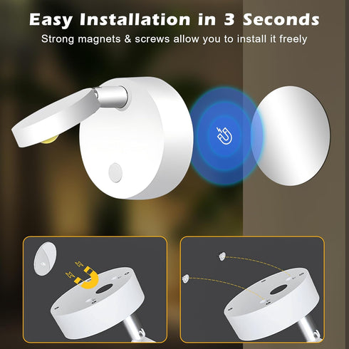 2 Pack Rechargeable LED Spotlight for Indoor, Wireless RGB Spot Light with Remote, Magnetic Picture Battery Operated