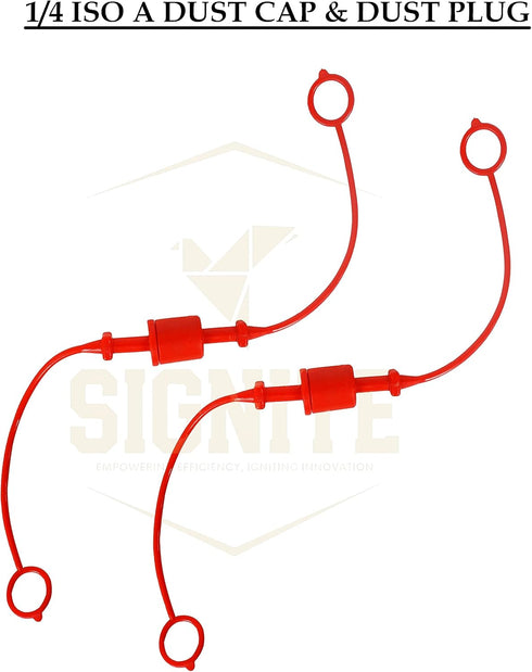 4 Set, 1/4 ISO A Hydraulic Hose Caps and Plugs, Quick Disconnects Air Coupler Cover with Retention Ring
