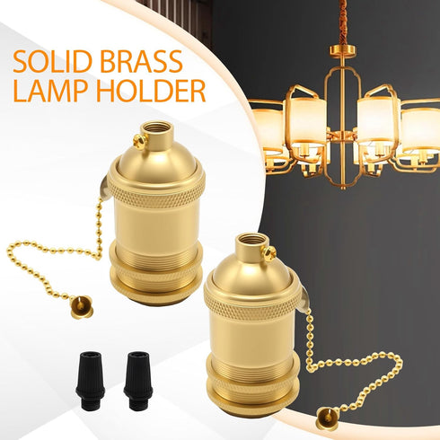 DUZFOREI 2 Pack 2 Solid Brass Light Socket with Socket Rings, Suitable for Handmade Lighting, Lamps, Pendants