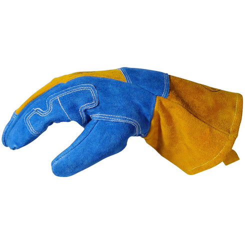 Caiman Premium Split Cowhide MIG/Stick Welding Gloves, Large Wool Lining, Blue/Gold