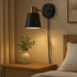 YJQHXY Set 2 3-Prong of Black & Gold Wall Sconces, Plug-in or Hardwired, Adjustable Metal Shade, Reading Lights