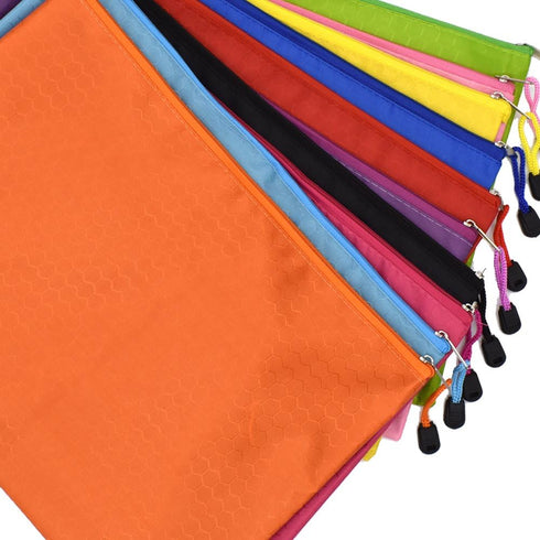 Renashed 10Pcs A4 Waterproof Zipper File Bags - Football Pattern Office Document Bags for Students, 10 Color