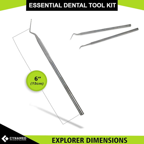 Cynamed Premium Stainless Steel Dental Tool Kit, Oral Care Hygiene Pick, Tartar Scaler, Tweezers & Mouth Mirror