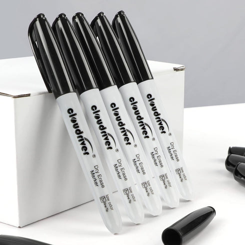 cloudriver 128 Pack Dry Erase Markers, Black Fine Tip, Low Odor Bulk Markers for Office, Home, School Supplies